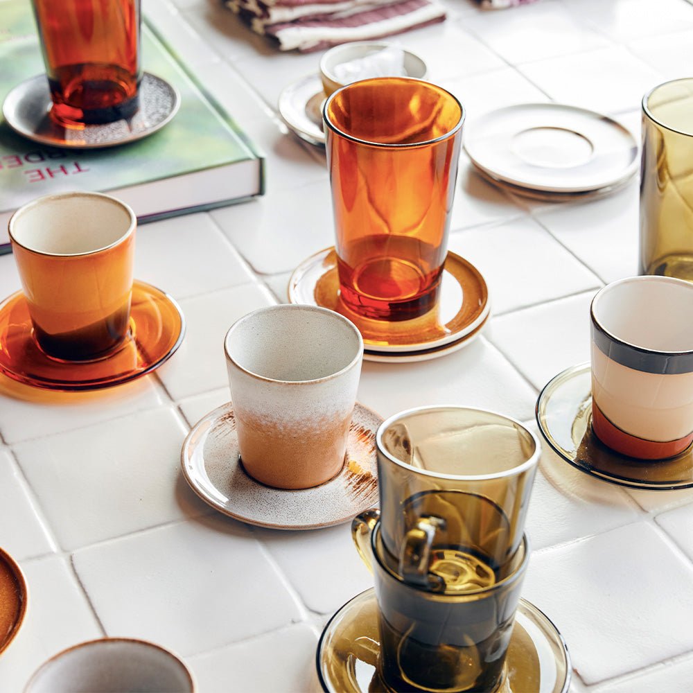 70s Glassware: Tea Glasses Amber / Brown (set of 4)