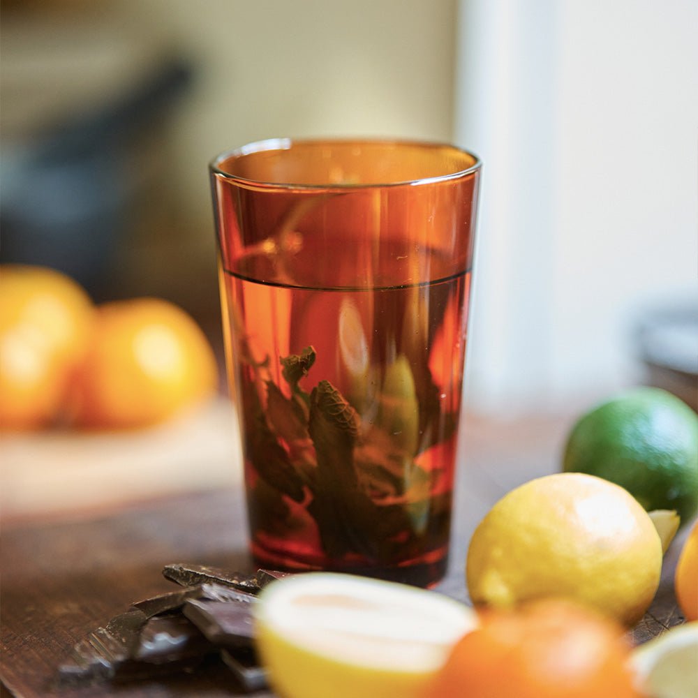 70s Glassware: Tea Glasses Amber / Brown (set of 4)