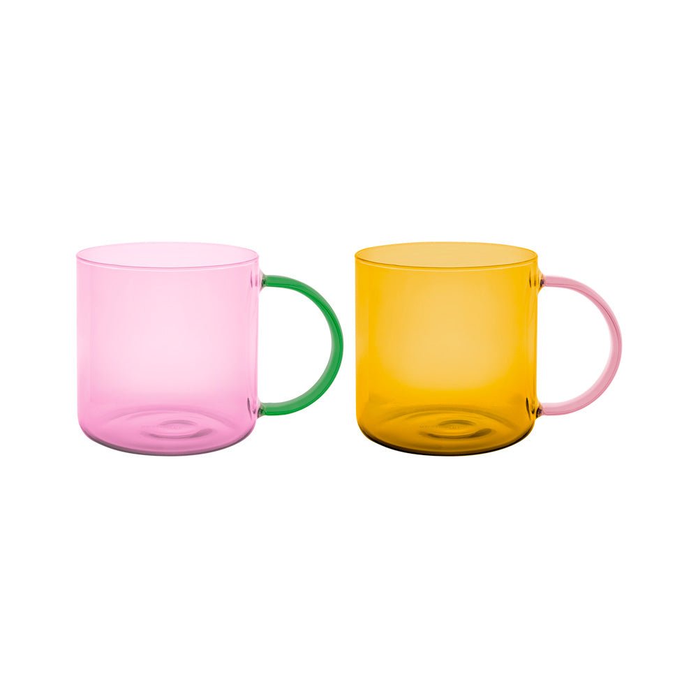 Glass Mugs Fred Rose Yellow (set of 2)