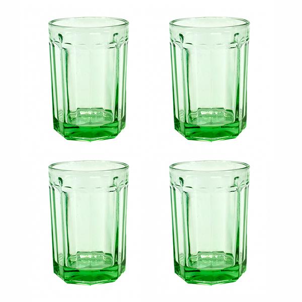 Glass Green L Fish & Fish (set of 4)